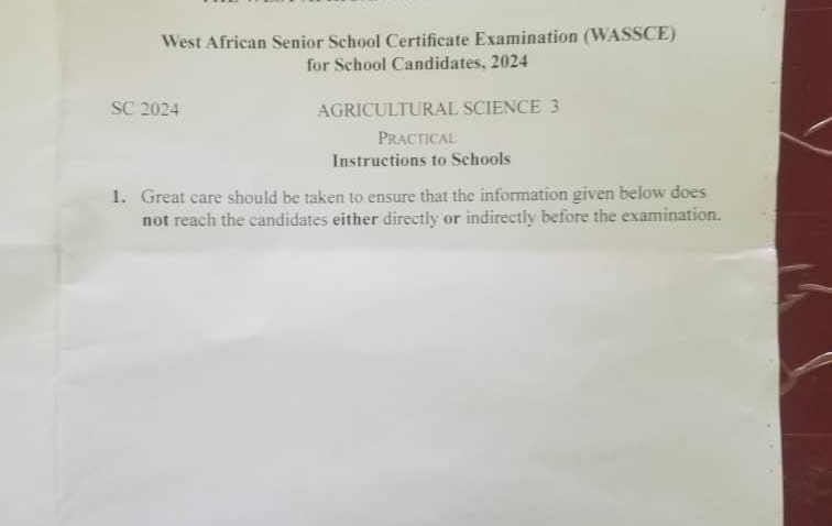 WAEC 2024 AGRICULTURAL PRACTICAL SPECIMENS