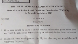 WAEC 2024 PHYSICS PRACTICAL SPECIMENS