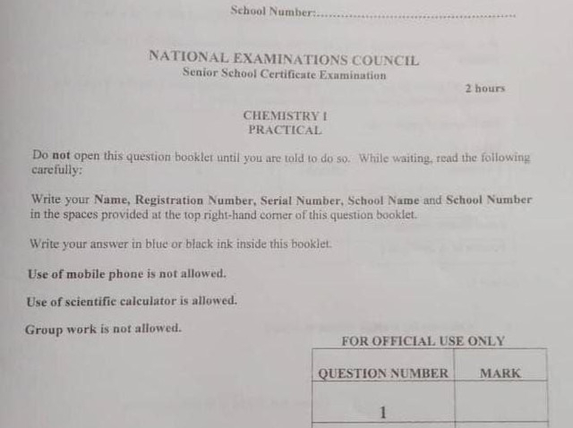 2024 NECO Chemistry Practical Questions and Answers