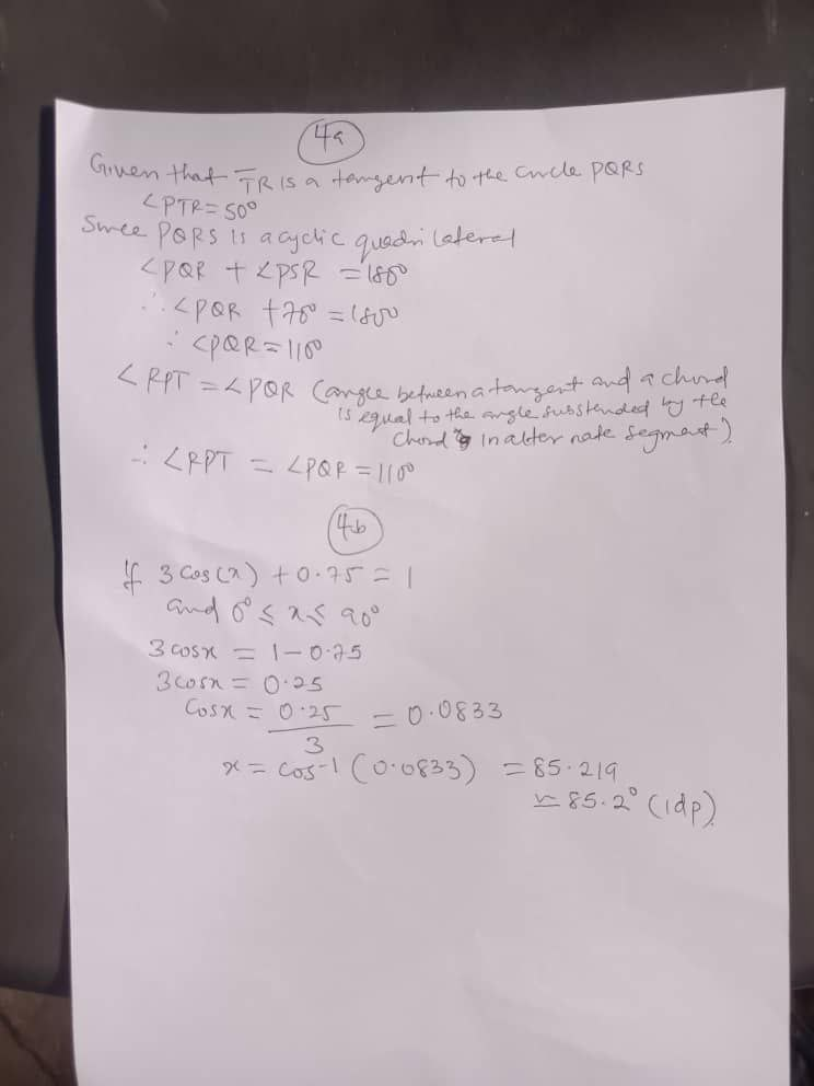 WAEC GCE Mathematics Questions and Answer