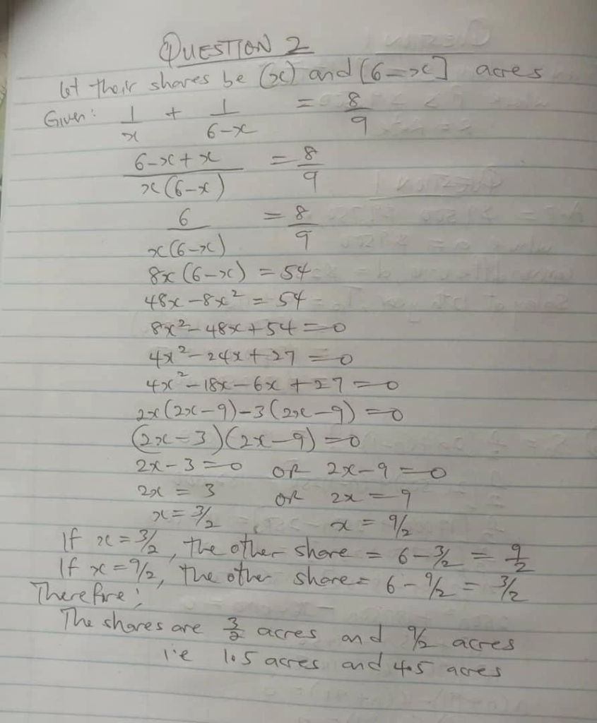 WAEC GCE Mathematics Questions and Answers