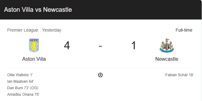 aston villa vs newcastle highlights