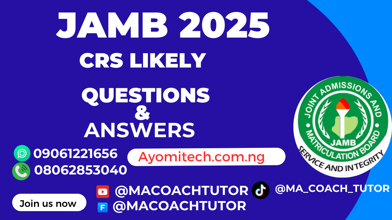 JAMB 2025 CRS Likely Questions and Answers to Score 90+