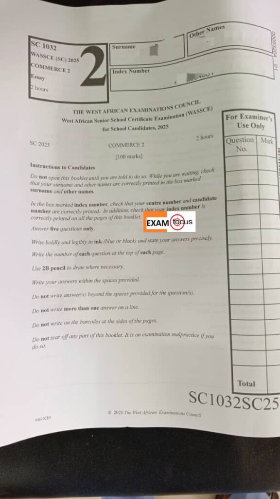 2025 WAEC Commerce questions and answers available