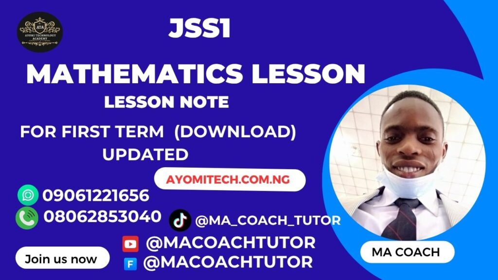 JSS1 Mathematics Lesson Note for First Term download